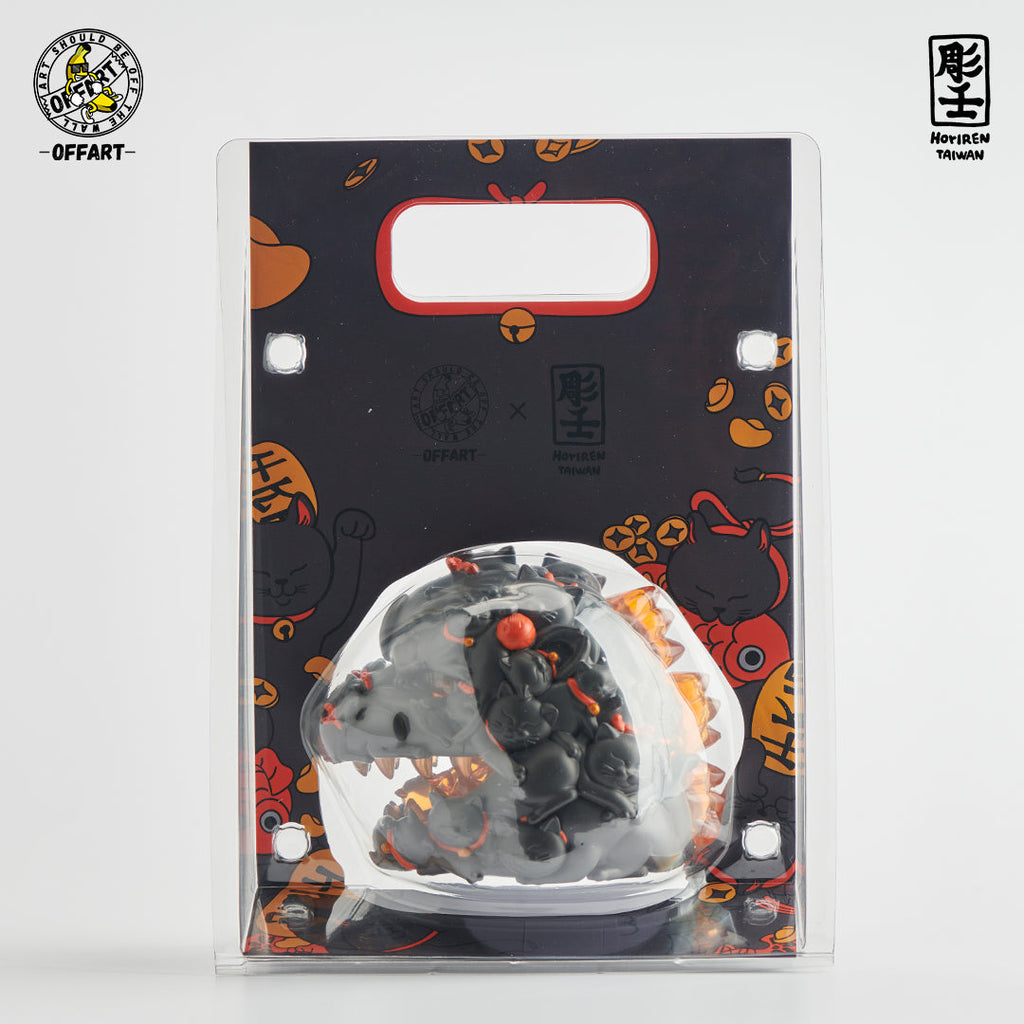 OFFART X Horiren Red Flame Hundred Cats Mini Bust Fortune Black