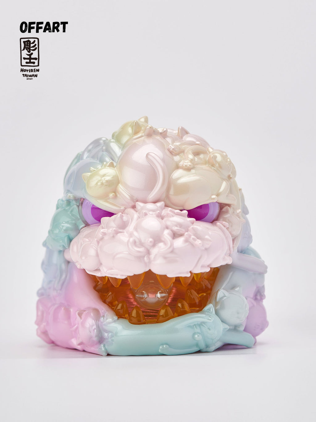 OFFART X Horiren Red Flame Hundred Cats Mini Fortune Head Statue -Super Sweet Candy
