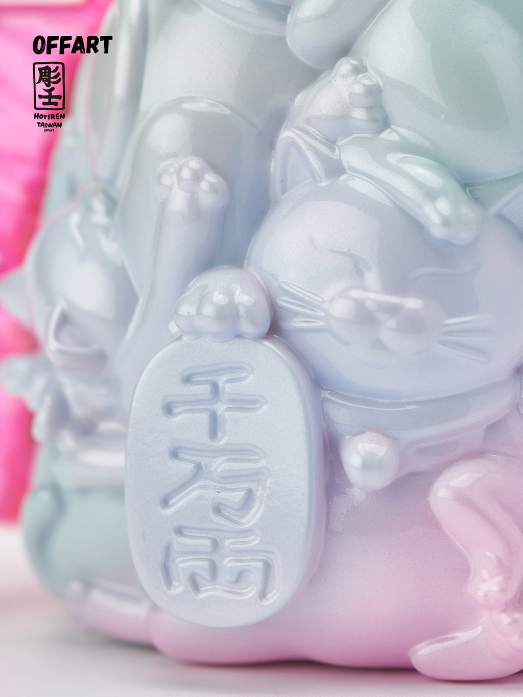 OFFART X Horiren Red Flame Hundred Cats Mini Fortune Head Statue -Super Sweet Candy