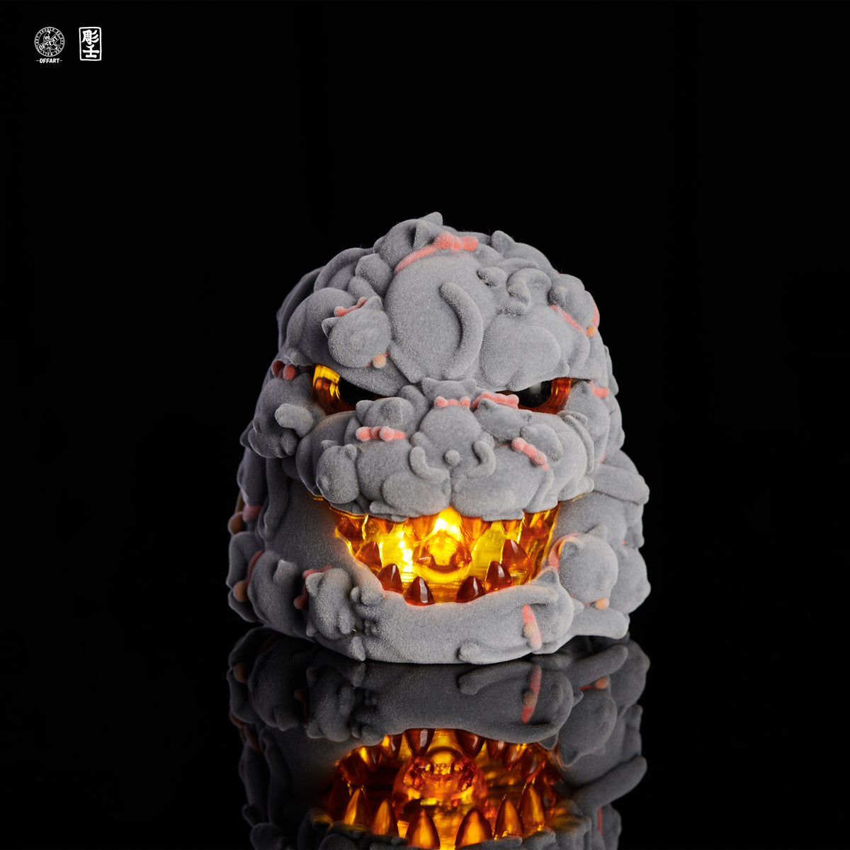 OFFART X Horiren Red Flame Hundred Cats Mini Fortune Head Statue -Flocked version