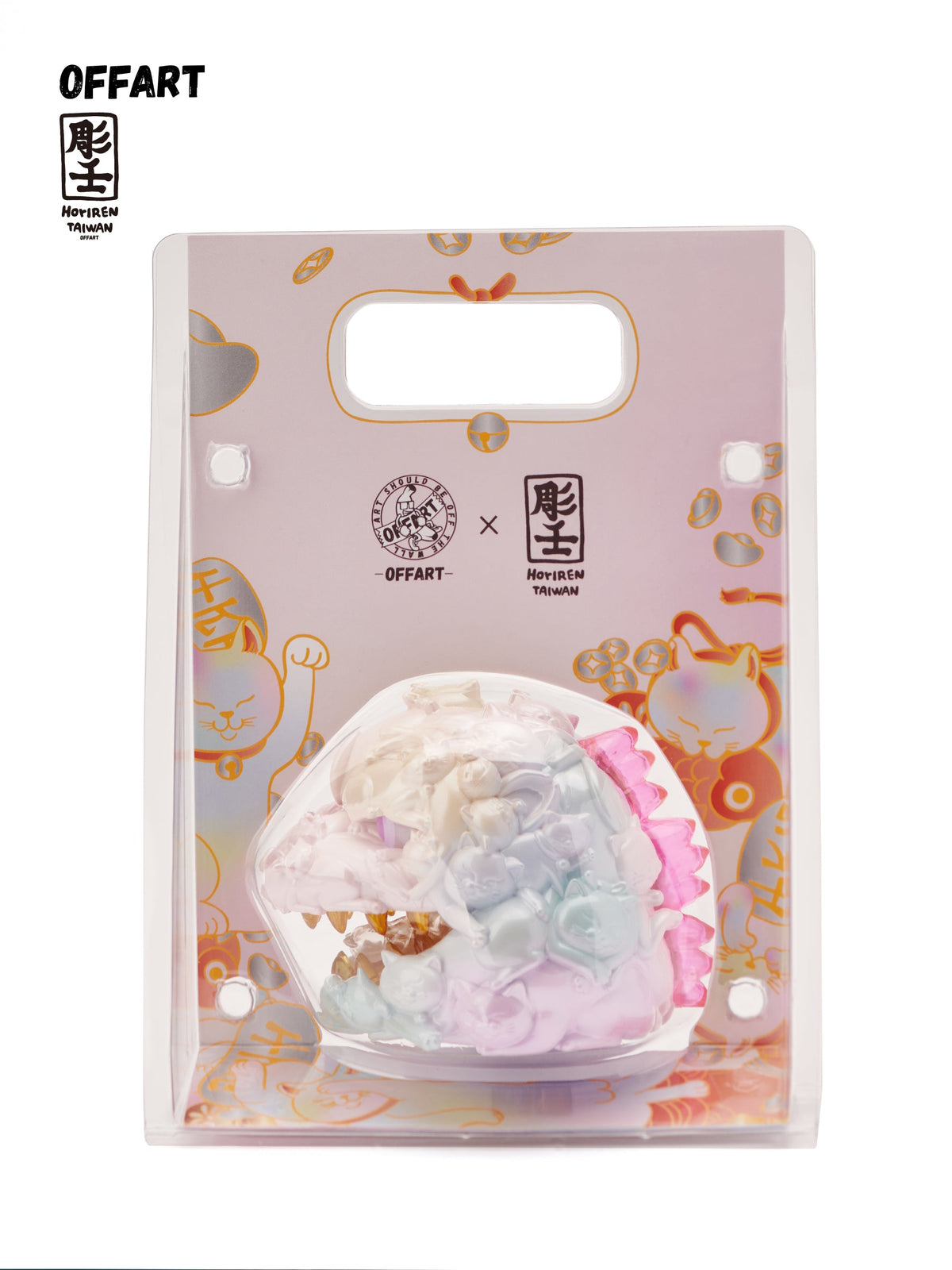 OFFART X Horiren Red Flame Hundred Cats Mini Fortune Head Statue -Super Sweet Candy