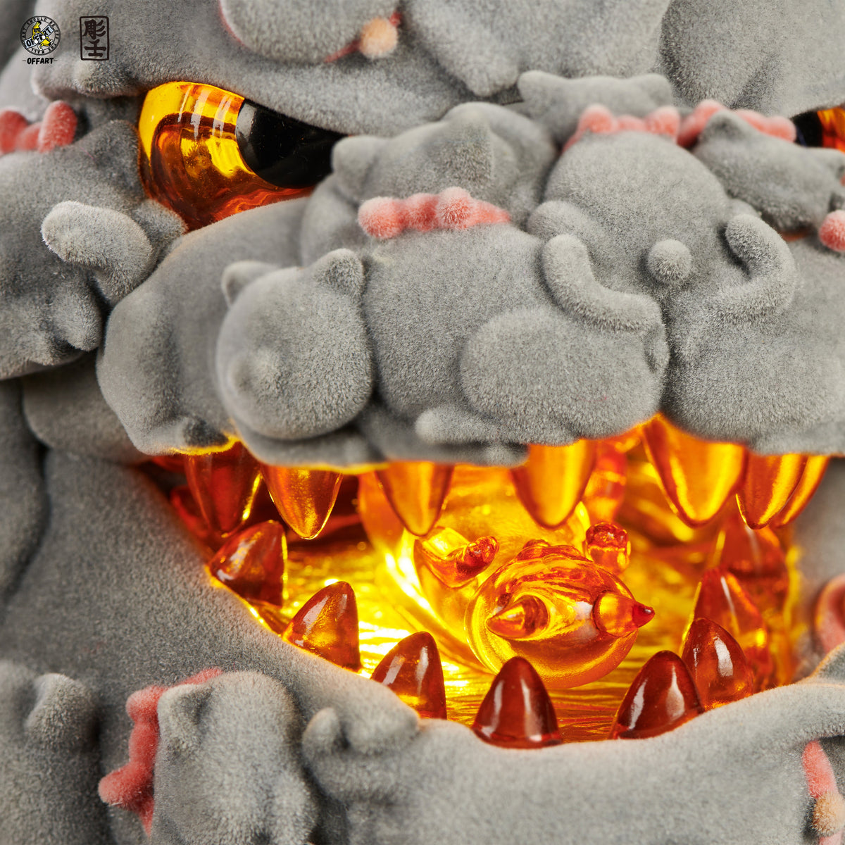 OFFART X Horiren Red Flame Hundred Cats Mini Fortune Head Statue -Flocked version