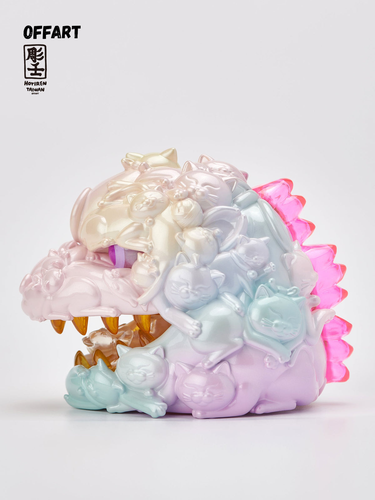 OFFART X Horiren Red Flame Hundred Cats Mini Fortune Head Statue -Super Sweet Candy