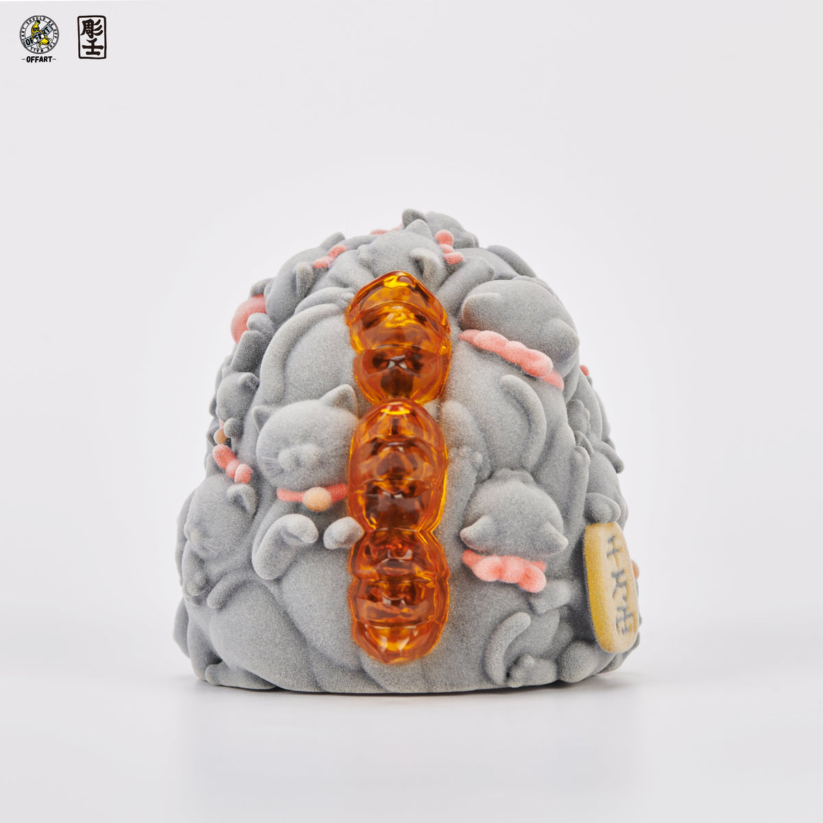 OFFART X Horiren Red Flame Hundred Cats Mini Fortune Head Statue -Flocked version