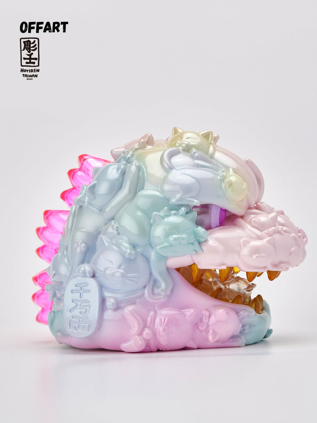 OFFART X Horiren Red Flame Hundred Cats Mini Fortune Head Statue -Super Sweet Candy