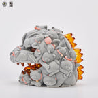 OFFART X Horiren Red Flame Hundred Cats Mini Fortune Head Statue -Flocked version
