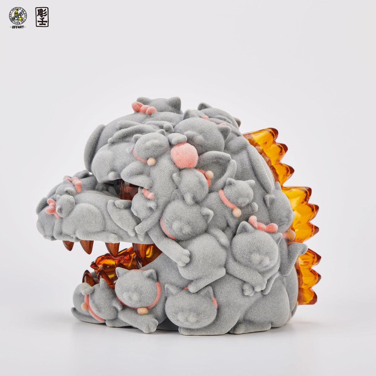 OFFART X Horiren Red Flame Hundred Cats Mini Fortune Head Statue -Flocked version