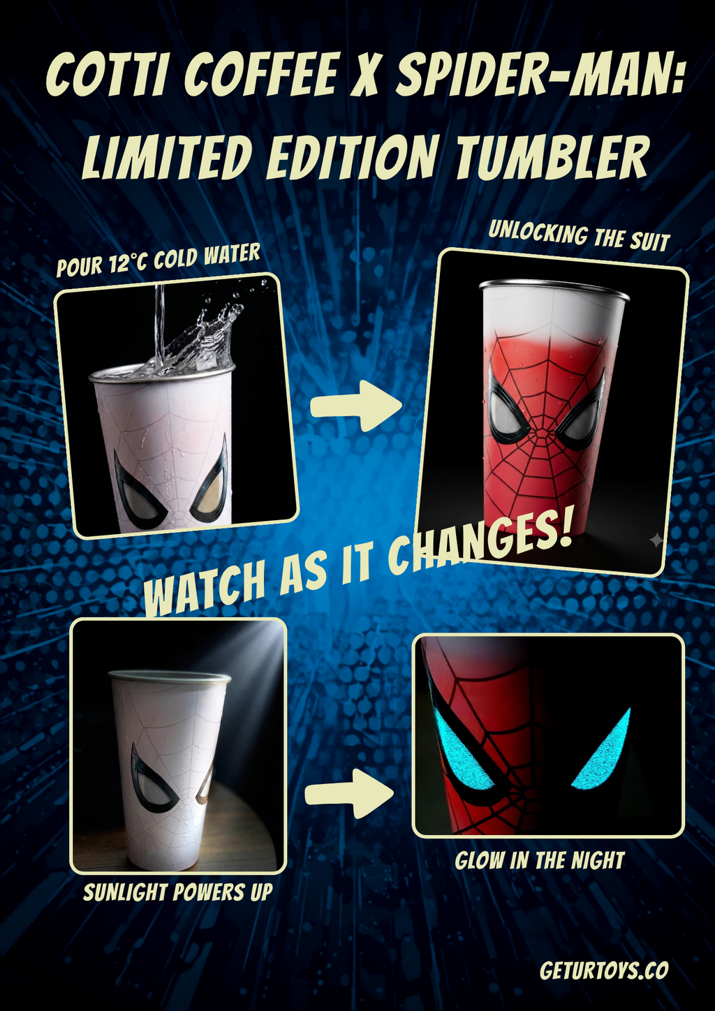 Cotti Coffee X Spider-Man Ice Coffee Stainless Steel Tumbler