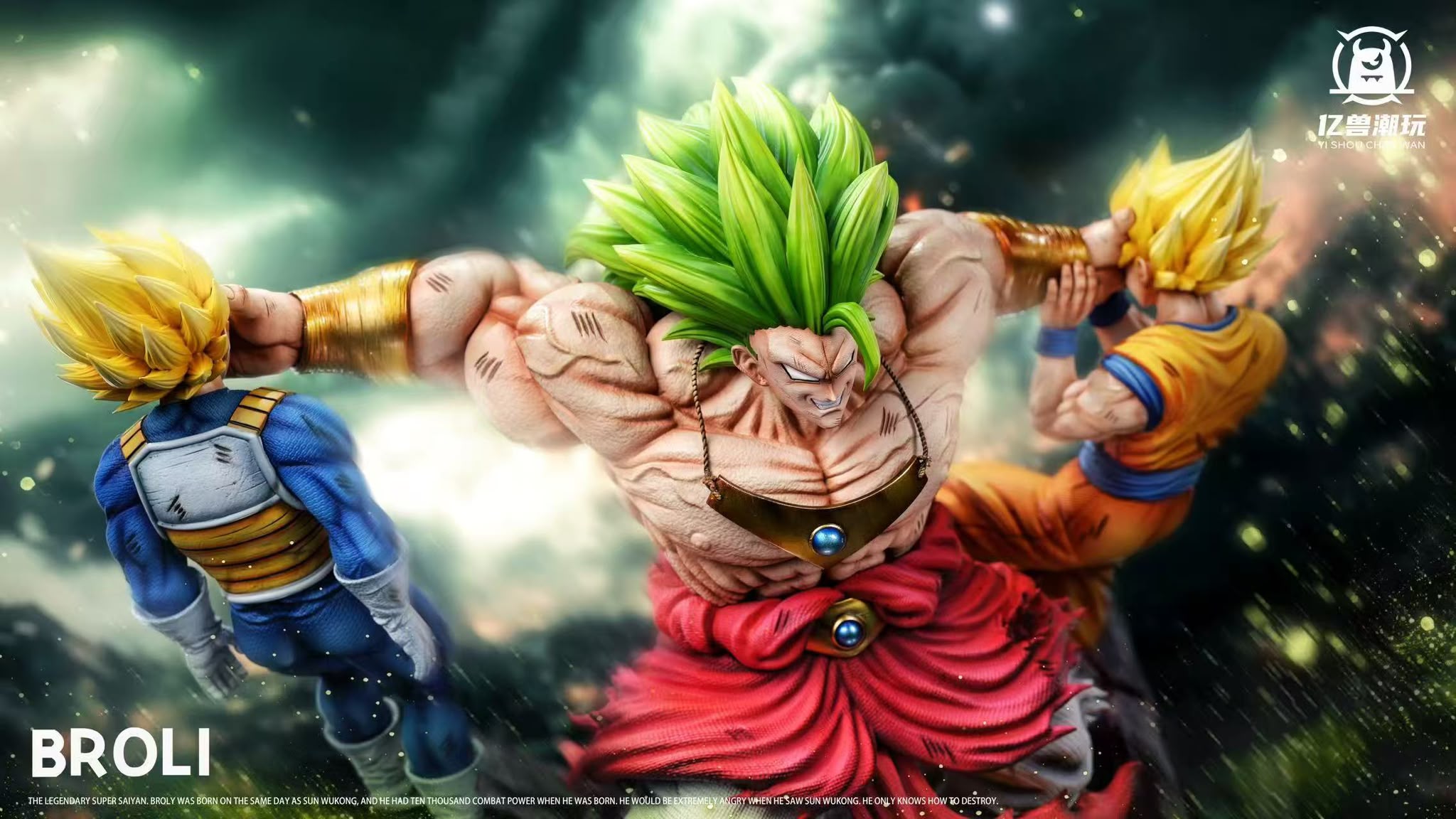 Billion Beast DBZ Broly Vs Vegeta & Goku Resin Statue