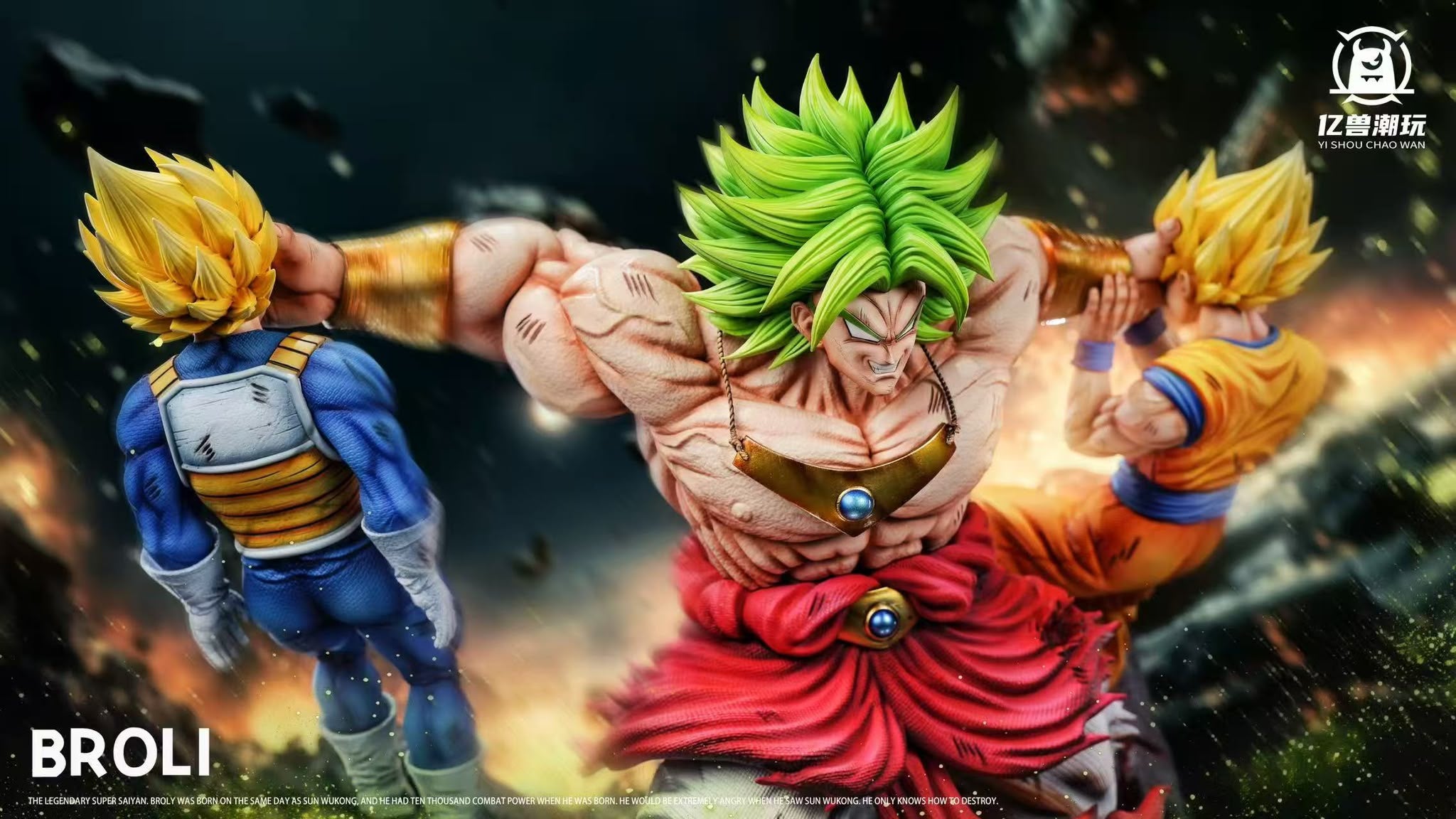 Billion Beast DBZ Broly Vs Vegeta & Goku Resin Statue