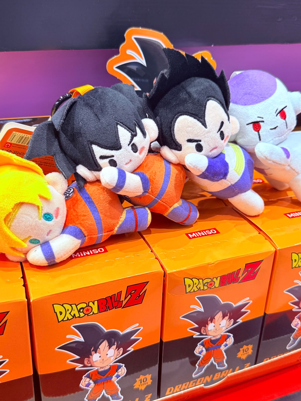 Miniso X Dragonball Vegeta Freeza Goku Lying Plush Set of 4