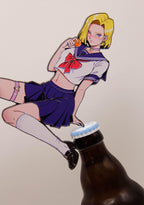 Old Zhao Studio DBZ JK School Girl Android 18 Fridge Magnet Bottle Opener
