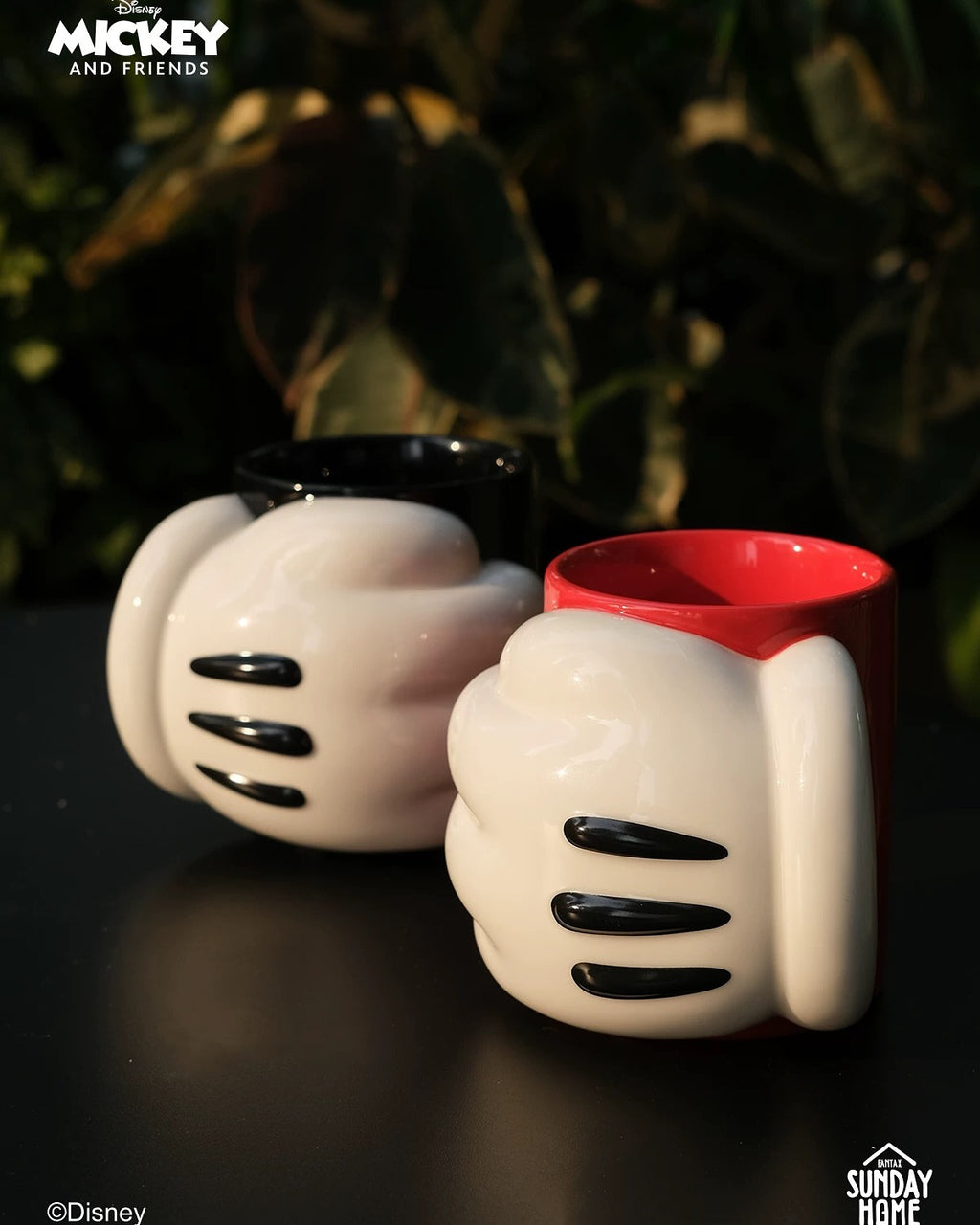 SUNDAY HOME MICKEY HAND Ceramic MUG SET of 2
