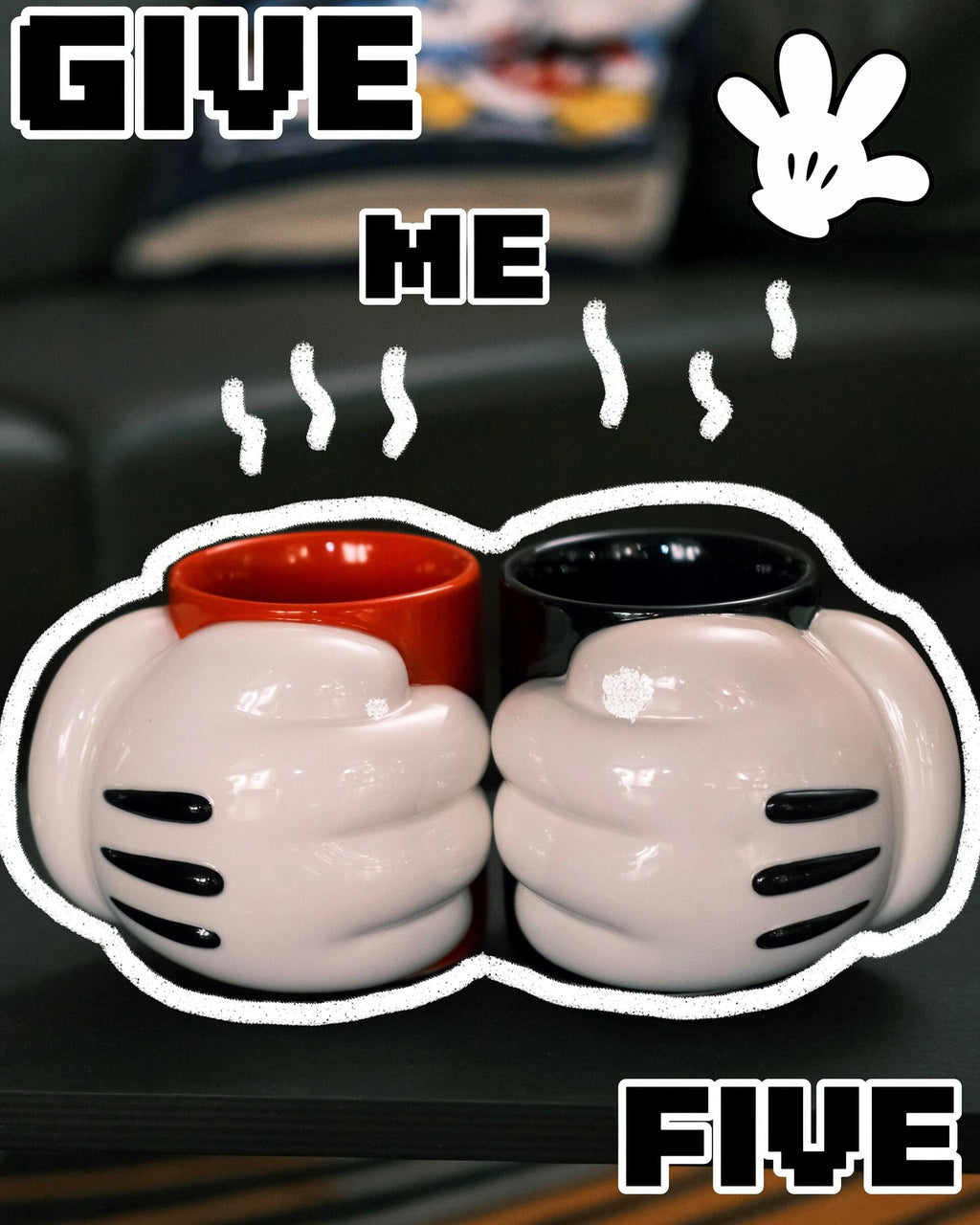 SUNDAY HOME MICKEY HAND Ceramic MUG SET of 2
